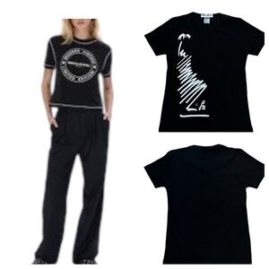 Sonia Rykiel Paris Women's Black Abstract T-Shirt